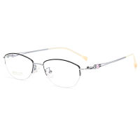 BCLEAR Alloy Elegant Women Glasses Frame Female Vintage Optical Glasses Plain Eye Half Rim Eyeglasses Frames Myopia Eyewear 8008