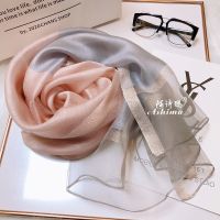 【Ready】? Silk scarf womens long style high-end mulberry silk scarf new spring and summer ethnic style shawl fashion contrast color scarf