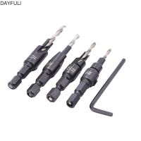 4ชิ้นชุดบิต Hss Countersink Drill เปลี่ยนก้านสกรูหกเหลี่ยมอย่างรวดเร็ว6 8 10 12