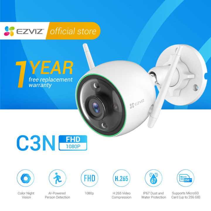 Ezviz C N P Outdoor Wi Fi Ip Camera Full Hd Cctv Security Camera With Color Night Vision Ai