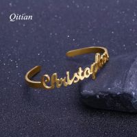 Personalized Gold Name Bangle High Quality Stainless Steel Personalized ID Nameplate Bangles &amp; Bracelet For Women Gift