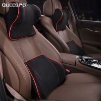 QUEES Car Headrest Lumbar Support Memory Foam High Quality Suede Neck Pillow Cervical Spine Neck Car Cushion Car Accessories