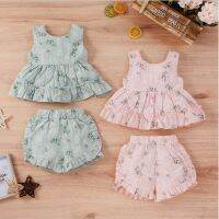 Citgeett Summer 0-24M Infant Baby Girls Ruffles Vest and Shorts Suit Fresh Floral Printed Sleeveless Tops Short Pants Clothes  by Hs2023