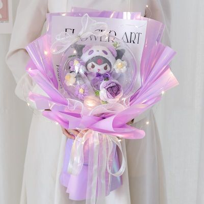 2023 Sanrioes อนิเมะ Melody Kuromi Cinnamoroll ตุ๊กตาช่อดอกไม้ปลอม Kawaii Plushie ของเล่นคริสต์มาสวาเลนไทน์ของขวัญจบการศึกษา