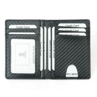 CW Thin Credit Card HolderCarbon FiberRFID Wallets Leather Driver License Cover HolderMen Card Wallets