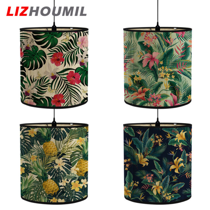 lizhoumil-เฉดสีโคมไฟไม้ไผ่ย้อนยุคพืชสีเขียวที่คลุมหลอดไฟตกแต่งบ้านสำหรับโคมไฟแสงตั้งโต๊ะพื้น