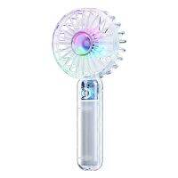 Handheld Fan Portable Fan Speed Adjustable, USB Rechargeable Fan with 7 LED Colorful Nightlight for Outdoor, Travel