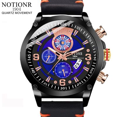 Luxury Man Watch Brand Large Big Dial Mens Sports Watches Quartz Waterproof Watch Men Leather Military Analog Male Clock 2023