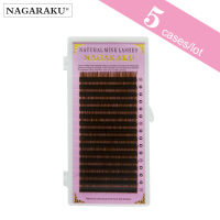 NAGARAKU 5 Trays 16rows brown color eyelash extensions premium mink lashes soft faux Mink B C D brown lashes make up tools