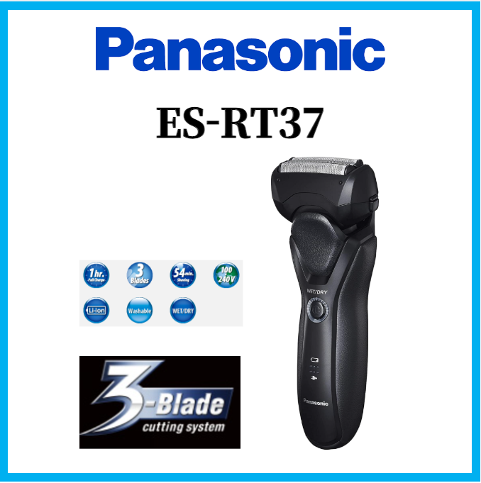 Panasonic ES-RT37 Wet and Dry Shaver Rechargeable Electric 3-Blade ...