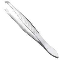 Silver Tone Slanted Flat Tip Metal Hair Eyebrow Tweezer Cosmetic Tool for Lady