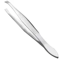 Silver Tone Slanted Flat Tip Metal Hair Eyebrow Tweezer Cosmetic Tool for Lady