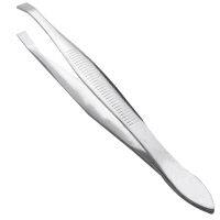 Silver Tone Slanted Flat Tip Metal Hair Eyebrow Tweezer Cosmetic Tool for Lady