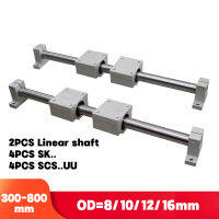 10ชิ้นชุดรางเชิงเส้น Aci Optik Paksi Rod OD8101216mm300-800mm SCS-UU Linear Blok Galas SK Aci Sokongan CNC Router