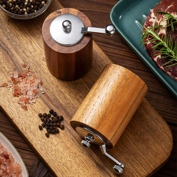 ของพร้อมส่ง-อุปกรณ์บดเกลือในครัวแบบทำมือปรับได้ปรุงรสเครื่องเทศกาแฟไม้เครื่องบดพริกไทยทำจากไม้