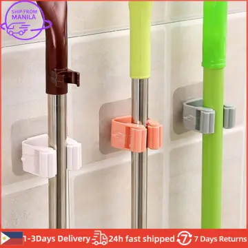 1pc Bathroom Broom Holder Wall Mounted Mop Organizer Hanger With Stick  Rack, Punch-free