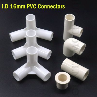 ❧▫✌ 2 20pcs White PVC Pipe Fittings Internal Dia 16mm PVC Straight Elbow Tee Connector Plastic Joint DIY Wardrobe Tent Fittings