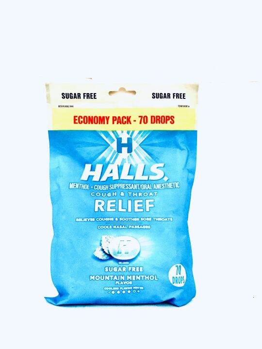 Halls Sugar Free Cough & Throat Relief (Mountain Menthol) 70 Drops