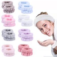 Washband Spa pergelangan tangan 4 pasang pita handuk cuci pergelangan tangan untuk mencuci wajah menyerap gelang Sweatband pergelangan tangan