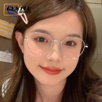 (GENTLE MOS T) Vintage Cat Eye Metal Polygon Glasses Women New Anti Radiation Eyeglasses Replaceable Lens