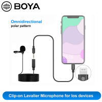 BOYA BY-M2M2D Lavalier Microphone Omnidirectional Condenser Mic with 3.5mm TRS Cable Detachable Single Head for iOS Smartphones