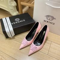 High-heeled versaceˉwomens 2023 European and American summer new sexy pointed toe stiletto sandals plus size womens shoes pink