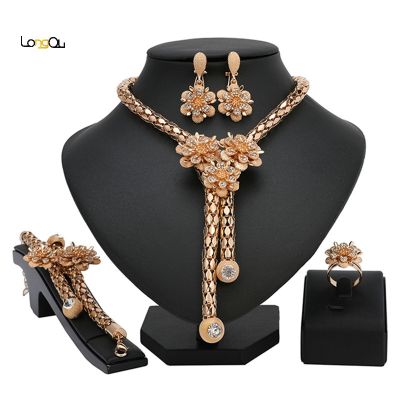 【lz】▬✳  Conjunto de jóias marroquino banhado a ouro para mulheres jóias de luxo Dubai Wedding Bridal Designer acessórios personalizados para jóias