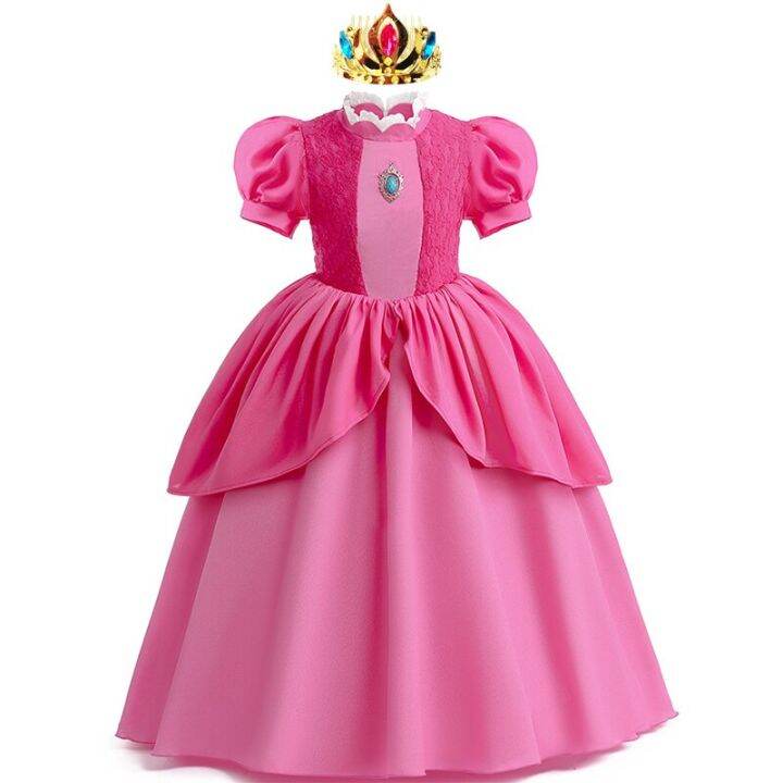 girl-peach-princess-costume-carnival-performance-cosplay-peach-kids-halloween-clothes-children-puff-sleeve-birthday-party-outfit