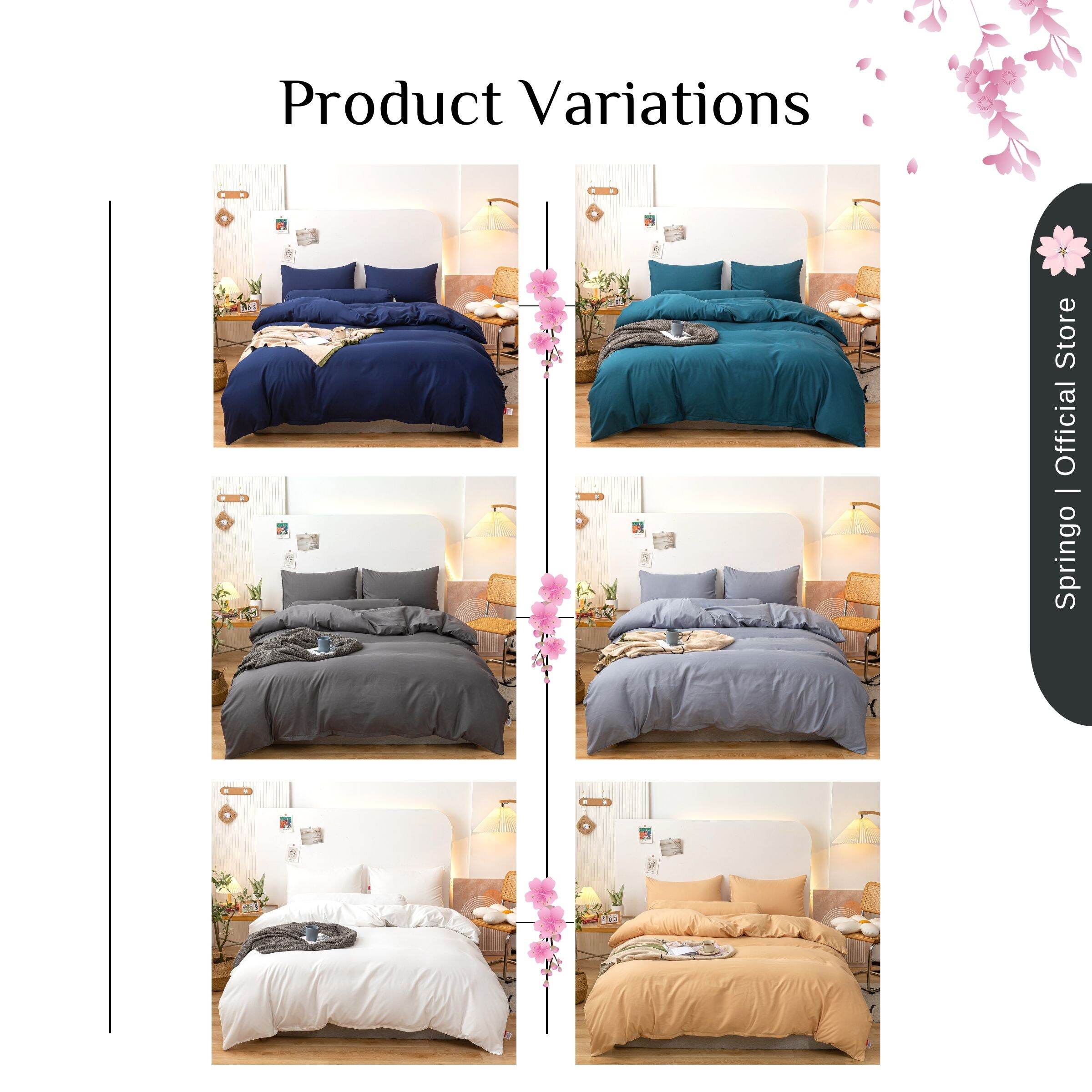 Plain Bedsheet Set With Quilt Cover Cadar Set Sarung Comfort Ready Stock Minimalist