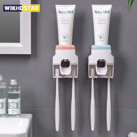 WIKHOSTAR สร้างสรรค์ขี้เกียจอัตโนมัติเครื่องจ่ายยาสีฟันยาสีฟัน S Queezer ผู้ถือแปรงสีฟันอุปกรณ์ห้องน้ำชั้นเก็บ