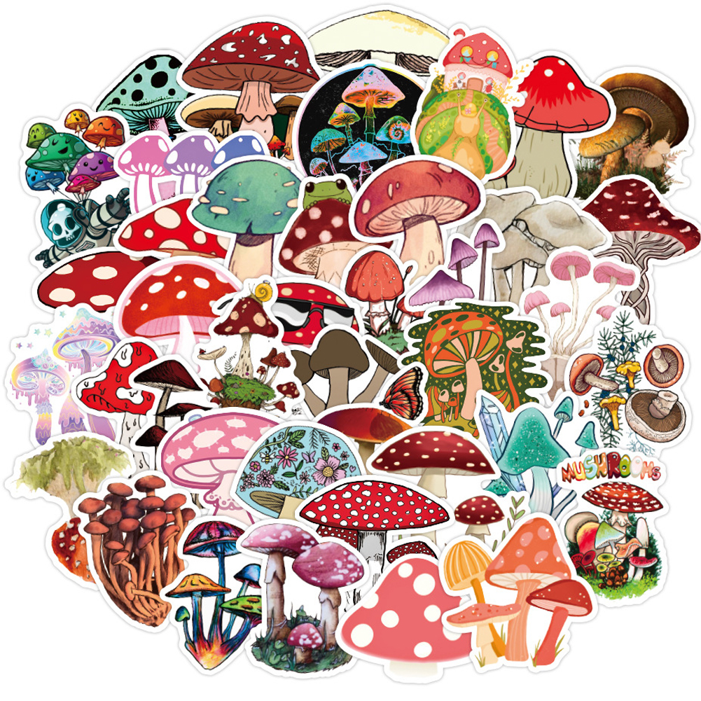 Laptop Cute Mushroom Cartoon Stickers for Room Decals Funny Vinyl Stickers Pack Cartoon Stickers for Kids Teens Adult 100pcs Skateboard Computer Phone Mushroom Water Bottles