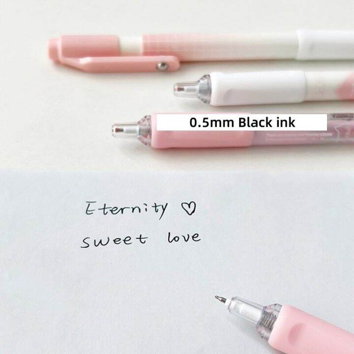 4pcs-sweet-love-gel-pens-set-eternity-pink-0-5mm-ballpoint-quick-dry-black-color-ink-for-writing-school-a7421-pens