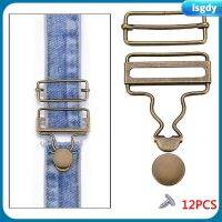 12 Set Suspender Adjuster Overall ces Buckle, Bronze Metal Dungaree Fastener ces Buckle with Slider