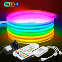 WS2812B Wifiสมาร์ทRGB LED Strip Neon Light Rainbow 360 รอบหลอดซิลิโคนกันน้ำเชือกไฟรีโมทคอนโทรล 24V Power Kit-asferttyre