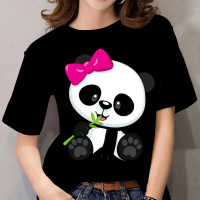 2023 NEW2022ใหม่ Kawaii ผู้หญิงเสื้อยืด3D Panda พิมพ์แขนสั้นฤดูร้อนสบายๆสีดำ T เสื้อขนาดใหญ่หญิง Tee Streetwear 6XL