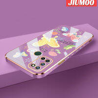 JIUMOO เคสสำหรับ Realme 7i C17รูปผีเสื้อการ์ตูนใหม่เคสมือถือซิลิโคนขอบด้านข้างสี่เหลี่ยมกันกระแทกฝาปิดเลนส์เต็มรูปแบบเคสป้องกันกล้องนิ่ม