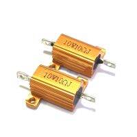 2PCS RX24 10W 10R 10RJ Wire Wound Resistor Metal Shell Aluminium Golden Resistor 10Watt 10 ohm Heatsink Resistance