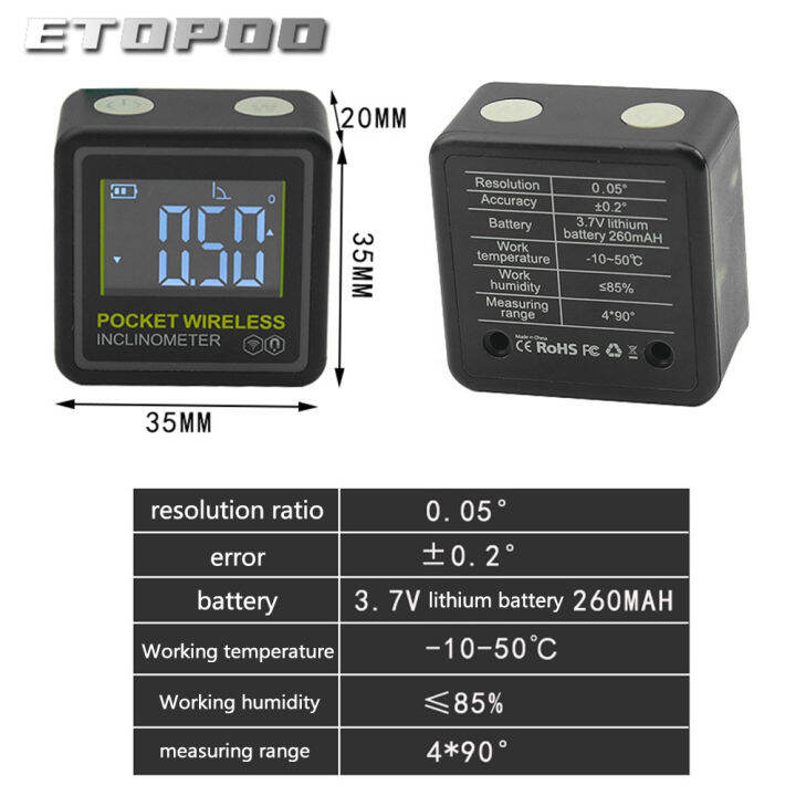 etopoo-ตัววัดมุมดิจิตอลไร้สายแบบพกพา-wi-fi-ขนาดเล็ก-alas-magnetik-ได้อย่างแม่นยำมาตรวัดมุมดิจิตอลเครื่องวัดองศาไฟฟ้า0-2-พร้อมเครื่องมือวัดระดับบลูทูธ