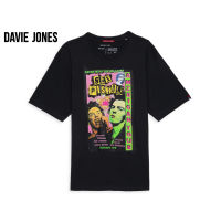 DAVIE JONES เสื้อยืดโอเวอร์ไซส์ พิมพ์ลาย สีเทา Graphic Print Oversize T-Shirt in black TB0341GY