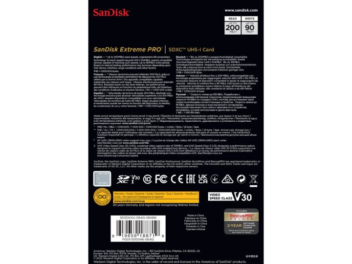 เมมโมรี่การ์ด-sandisk-extreme-pro-64gb-200mb-s-sdsdxxu-064g-gn4in-lifetime-warranty-เมมโมรี่การ์ด