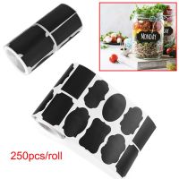 SIIZHEE 250pcs/roll ครัว ขวดแยม กระดานดำ เครื่องเทศ สติ๊กเกอร์ฉลาก แท็กขวด ป้ายกระดานดำ ปากกามาร์กเกอร์