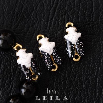 Leila Amulets แมลงภู่คำหลวง รุ่นเปิดโชคโภคทรัพย์ Baby Leila Collection สีขาวดำ (พร้อมกำไลหินฟรีตามรูป)