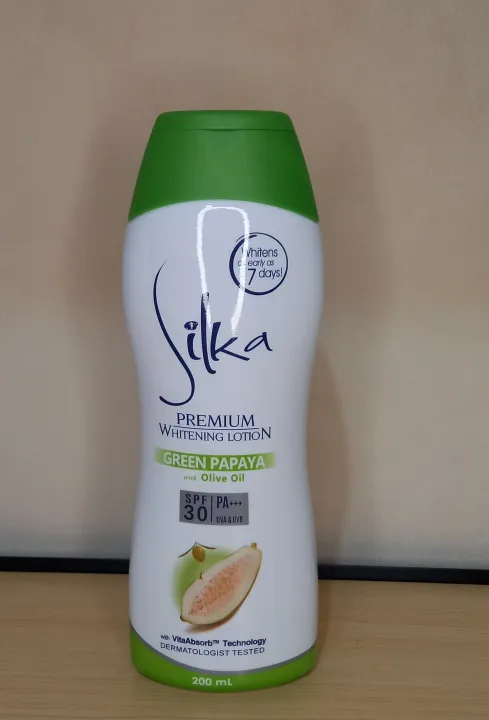 Silka Premium Whitening Lotion Green Papaya With Olive Oil Spf30 200 Ml