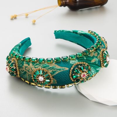 [COD] Heming headband European and design cross-border Baroque retro wide-brimmed embroidery fabric high-end hair accessories