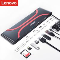 Lenovo USB ฮับ Type C ไปยัง RJ45 HDMI เครื่องอ่านการ์ด USB หลากหลายสาย Lan USB อะแดปเตอร์3.0 PD USB ฮับสำหรับตัวแยกแท่นแท็บเล็ตพีซีคอมพิวเตอร์ Feona