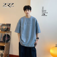 2Rz Mens Short-Sleeved T-Shirt Mens Loose Shoulder-Sleeved T-Shirt Heavy Suede Hong Kong Style Casual Half Sleeve T-Shirt