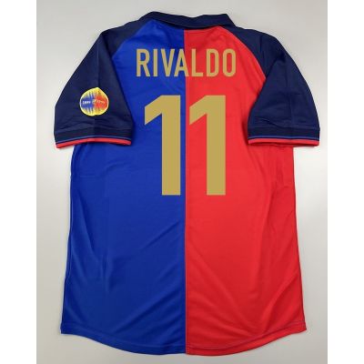 เสื้อบอล ย้อนยุค บาร์เซโลน่า 1999 เหย้า Retro Barcelona Home พร้อมเบอร์ชื่อ 11 RIVALDO ครบ 100 ปี 1899-1999 เรโทร