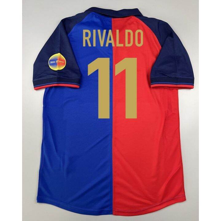 เสื้อบอล-ย้อนยุค-บาร์เซโลน่า-1999-เหย้า-retro-barcelona-home-พร้อมเบอร์ชื่อ-11-rivaldo-ครบ-100-ปี-1899-1999-เรโทร