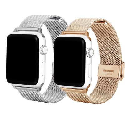Milanese Loop Watchband for Apple Watch 38/ 42/ 40mm 44mm Stainless Steel Band Gold Pink Bracelet Strap for iwatch 6 1 2 3 4 5 Straps