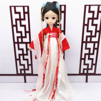 28cm Bjd Doll 4D Simulation Eyelashes Multi-Joint Movable Chinese Style Girl Costume Clothes Doll Dress Up Childrens Toy Gift